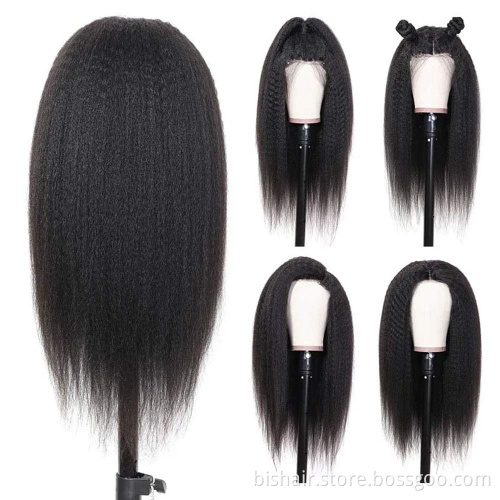 Lace closure human hair wig kinky straight 4x4 lace closure wig for black women yaki straight hair wig 100%human hair 10-26inch